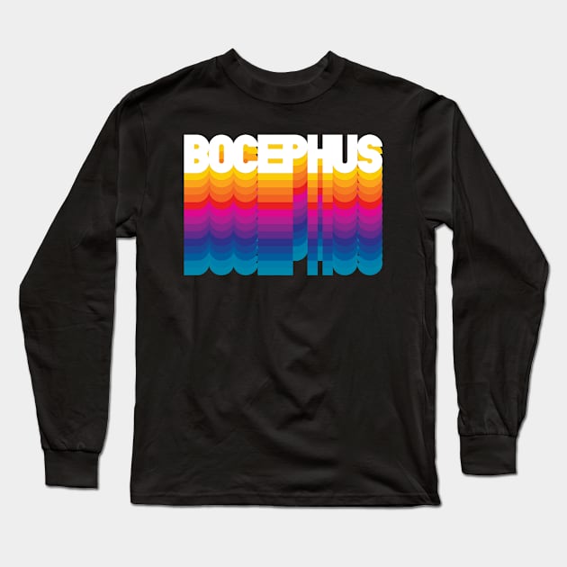 Retro Bocephus Proud Personalized Name Gift Retro Rainbow Style Long Sleeve T-Shirt by Time Travel Style